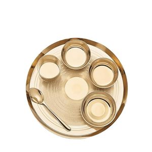 Ensemble de thali en laiton massif avec assiettes et cuillères finition miroir, idéal pour les acheteurs en gros, les exportateurs et les entreprises hôtelières - Product Image 4