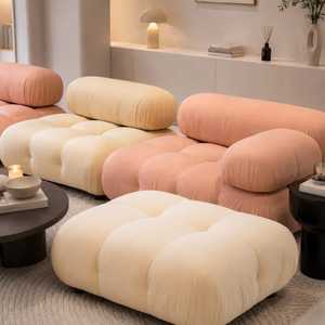 Juego de Sofás Modulares Estilo Mid-Century Modern, Color Personalizado, Ecológico, 2 Plazas, Tapizado en Tela Bouclé Premium para Sala de Estar - Product Image 2