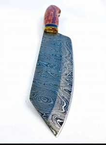 Couteau de préparation de cuisine artisanal en acier Damas de style Nakiri avec manche en bois de rose naturel - Product Image 4