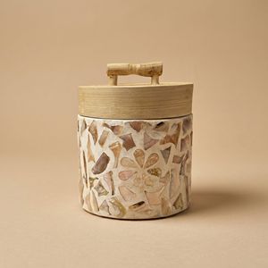 <b>Bamboo</b> Storage <b>Container</b> with Mother of Pearl Inlay Handmade Decorative Jar with Lid for Dry Food Tea Coffee Storage - Product Image 1