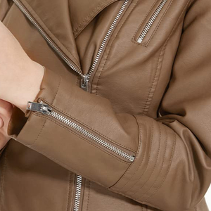 High Quality Women Genuine <b>Leather</b> Woven Breathable <b>Jacket</b> Custom Fashion Coat OEM ODM Private Label Logo Wholesale Factory - Product Image 6