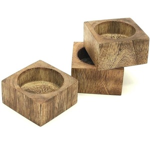 Rustic Mango Wood <b>Candle</b> Holder <b>Set</b> Handmade Square Tealight Decor Bulk Supply - Product Image 5