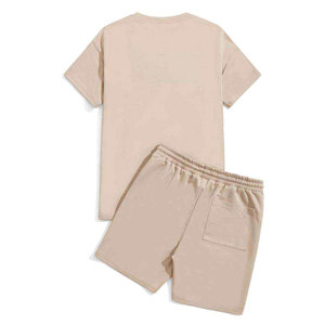 Custom Private Logo <b>Men</b> Casual Sports Two Piece Set High Quality Soft 100% Cotton T-Shirt and <b>Shorts</b> Matching Outfit Comfortable - Product Image 2