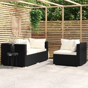 Ensemble de salon de jardin en rotin PE noir, design modulaire standard - Product Image 1
