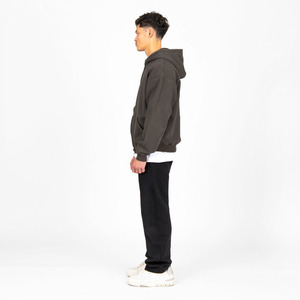 Custom 100% Cotton Oversized Heavyweight Hoodies Men Drop Shoulder Vintage Acid Wash Double Slider Zip Embossed Embroidery XS - Product Image 3