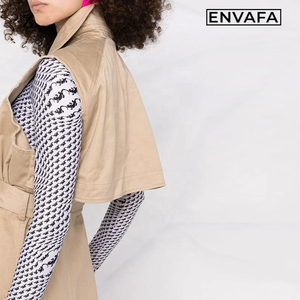 ENVAFA <b>Women</b> Hooded Sleeveless Double Breasted Trench <b>Coat</b> Long <b>Belted</b> Casual Windproof Waterproof Eco-Friendly Solid Color 100% - Product Image 6