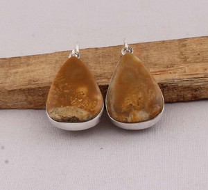 925 <b>Sterling</b> <b>Silver</b> Natural Bumblebee Jasper <b>Earrings</b> Yellow Jasper Teardrop <b>Dangle</b> <b>Earrings</b> Handmade Gemstone Jewelry Wholesale - Product Image 4