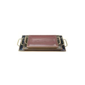 Bandeja de Servicio de Esmalte de Lujo Personalizada, Plato Decorativo de Metal con Borde de Acabado en Latón, Vajilla para Hotel y Restaurante, Bandeja Decorativa - Product Image 3