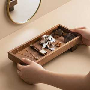 Wooden Tray: <b>Walnut</b> Wood Organizer Tray for Bathroom Kitchen Counter Coffee <b>Table</b> Display Japanese Wabi Sabi Decor - Product Image 3