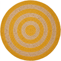 Tapis rond en jute naturelle jaune tissé à la main, tapis circulaire tressé, tapis de sol écologique pour salon, chambre à coucher, décoration de la maison