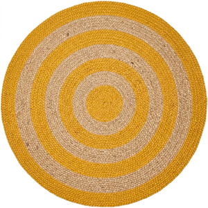 Tapis rond en jute naturelle jaune tissé à la main, tapis circulaire tressé, tapis de sol écologique pour salon, chambre à coucher, décoration de la maison - Product Image 2