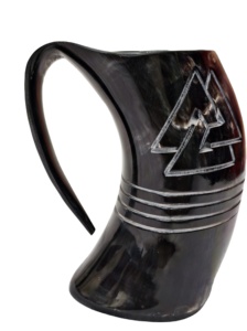 Chope à boire viking artisanale en corne de bœuf naturelle, design incurvé, style vintage, verre à bière, coupe à hydromel, cadeaux - Product Image 3