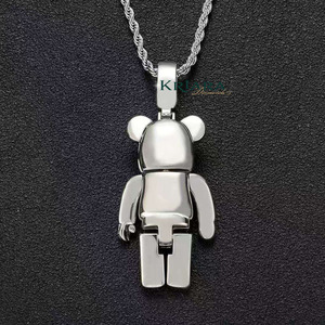 Pendentif Ours Cartoon en Argent 925 Plaqué Rhodium avec Moissanite Ronde Taille Brillant, Style Hip-Hop Unisexe pour Usage Quotidien - Product Image 6