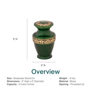 Elegant Brass <b>Keepsake</b> Cremation Urn <b>Memorial</b> Ash Holder Featuring Decorative Secure Threaded Lid And Premium Surface Finish - Product Image 1