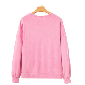 Sweat-shirt patchwork grande taille pour femme, doux et confortable, manches longues, décontracté, coupe ample, détail nœud, couleurs personnalisées, vente en gros OEM ODM - Product Image 6