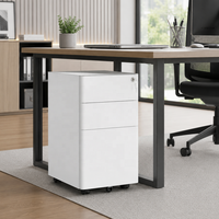 Meuble de rangement mobile en métal noir et blanc, grande capacité, verrouillable, pour dessin, sous bureau, en acier, pour dossiers de bureau
