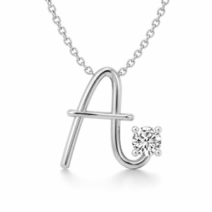 Minimal Round Cut Lab Grown Diamond <b>Pendant</b> With Initial A Letter Design Necklace Crafted From 10k/14k <b>Solid</b> <b>Gold</b> Jewelry - Product Image 3