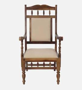 Fauteuil traditionnel en bois de Sheesham à dossier haut et accoudoirs - Product Image 4