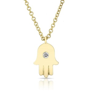 Collar con Colgante Hamsa de Diamante Cultivado en Laboratorio con Corte Radiante en Oro de 14K o Plata, Símbolo de Protección, Joyería de Moda Minimalista de Lujo - Product Image 1