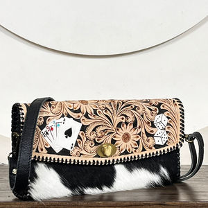 Custom Hand Tooled Cow Leather Lock Handbag Purse Western Fashion High Quality Elegant Luxury Crossbody Shoulder <b>Bag</b> for Women's - Product Image 5