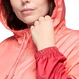 เสื้อกันลมสีบล็อกสำหรับผู้หญิงไซส์พลัส สีชมพูแซลมอนและสีแดงเลือดหมู พร้อมฮู้ด - Product Image 5