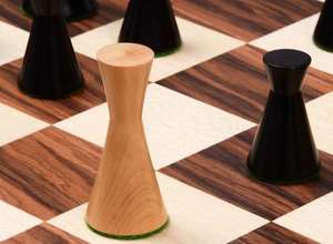 Pions d'échecs modernes minimalistes de qualité supérieure, série Midnight, en bois d'ébène, roi de 3,4 pouces, au meilleur prix - Product Image 3