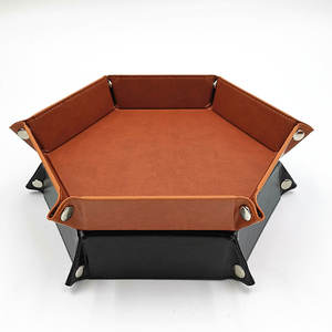 Plateau de rangement de bureau pliable en cuir PU et velours de haute qualité pour DND et autres jeux de table, plateau hexagonal pour dés - Product Image 5