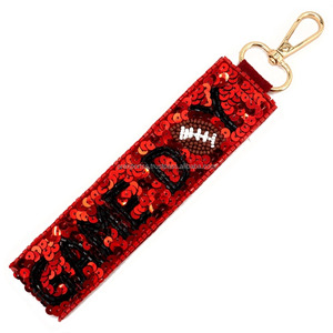 Beaded Key Fob Nutcracker Christmas Embroidered Sequin Wristlet Eco-friendly Lightweight DIY Bag Accessory Custom Festive Red - Product Image 3