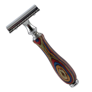 Double Edge Safety <b>Razor</b> with Wooden Handle Multi Color Pattern with Stainless Steel Blades For <b>Men</b> Face and Body Shaving - Product Image 6