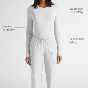 T-shirt de sous-blouse médicale à manches longues en tricot extensible à col rond pour hôpital OEM 2026 - Product Image 5