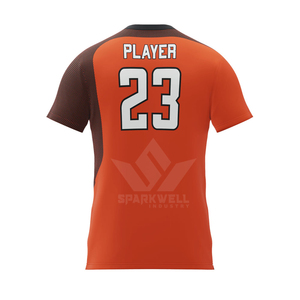 Maglia da Calcio Personalizzata Arancione <span class=keywords><strong>Marrone</strong></span> Sublimata Unisex per Adulti Estiva a Maniche Corte in Poliestere Traspirante Divisa Squadra Giocatore 23 - Product Image 1