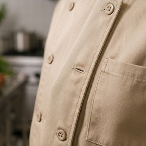 Ensemble d'uniformes de chef de cuisine : veste, pantalon, tablier, chapeau – en polyester et coton, respirant, anti-boulochage - Product Image 6