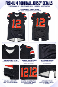 Ensemble d'uniformes de football américain personnalisés, jersey d'équipe en polyester et spandex, imprimé en 3D, séchage rapide, respirant, manches courtes, nom personnalisé - Product Image 2