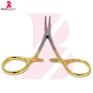 Pinzas hemostáticas Kelly manuales de acero inoxidable con mordazas semiserradas, mango dorado antideslizante, instrumento quirúrgico de grado hospitalario - Product Image 5