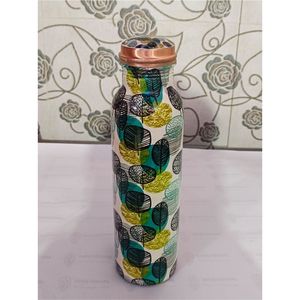 Printed Pure Copper WaterBottle Handcrafted Leakproof Ayurvedic Health Water <b>Flask</b> Custom Logo Reusable Drinkware Pitcher <b>Bottle</b> - Product Image 1