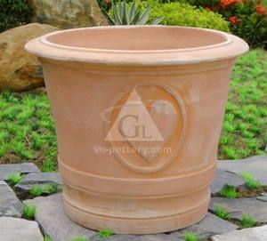 Pot rond en mosaïque de terre cuite avec finition sculptée à la main, pots et jardinières écologiques pour la maison et le jardin - Product Image 3