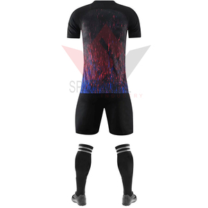 Ensemble de maillot de football bleu pour homme, manches courtes, uni, respirant, anti-UV, 100% polyester, coupe athlétique, toutes saisons - Product Image 6
