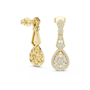 SERAPHINA DROP LAB GROWN DIAMOND STUDS SET IN 18KT YELLOW GOLD <b>FOR</b> WOMEN'S ENGAGEMENT WEDDING VALENTINE <b>GIFT</b> EVENT EVERYDAY WEAR - Product Image 2