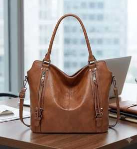 Women's Leather Hobo <b>Bag</b> Removable Shoulder Strap <b>Large</b> Capacity Vintage Style Customizable Color Size Daily Use Ready Ship - Product Image 3