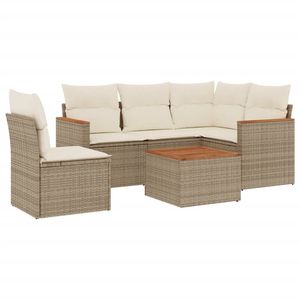 Conjunto de Sofá de Jardín de Ratán Beige con Cojines de Espuma de Alta Densidad, Muebles de Exterior de Diseño Contemporáneo, Resistentes al Agua y a los Rayos UV - Product Image 2