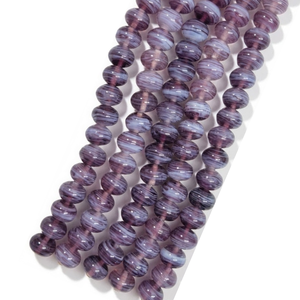 ลูกปัดแก้วสีม่วงทรงรอนเดลล์แบบพรีเมียมสำหรับทำพวงมาลัย |   เชือกตกแต่งมีสไตล์สำหรับงานเทศกาลที่บ้าน ใช้สำหรับแขวนประตู งานฝีมือ ขนาด 16-18 มม. - Product Image 1