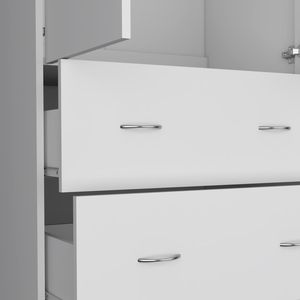Armadio FM Furniture Wenden Bianco con 2 Cassetti, 2 Ante e Asta Appendiabiti, Offre Ampio Spazio di Archiviazione - Product Image 6