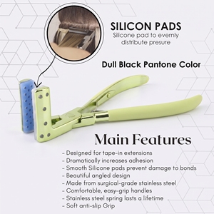 Pinza para Extensiones de Cabello con Cinta Adhesiva, con Mordazas de Silicona Antideslizantes, Estructura de Doble Resorte, Acero Inoxidable - Product Image 6