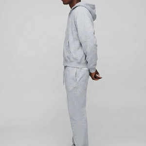 Conjunto de chándal de algodón personalizado para hombre, con sudadera con cremallera completa y pantalones anchos, estilo urbano, talla grande - Product Image 2