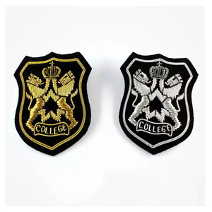 Handmade Bullion Wire Embroidery Badge Patch with Customized Colors & Safety <b>Pin</b>-Club Fashion Garment Accessories OEM Service - Product Image 5