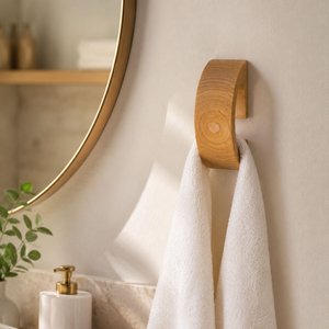Solid Wood Wall Mounted <b>Peg</b> Hook Minimalist <b>Coat</b> Hanger Storage Organizer for Modern Residential Spaces - Product Image 3