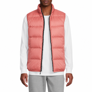 Gilet matelassé jaune fluo pour homme, col montant, fermeture éclair, rembourré en duvet, léger, vêtement d'extérieur sportif pour l'hiver - Product Image 4