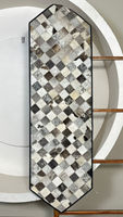 Chemin de table en cuir de vachette patchwork à carreaux, design tendance, avec cuir véritable, décoration style ferme pour tables à manger et consoles