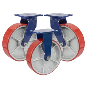 Rodas de rodízio PU com núcleo de ferro <span class=keywords><strong>industrial</strong></span> de alta qualidade, preço de fábrica, 12x3 polegadas, carga de 1,2 toneladas por roda, rodízios de rolamento de esferas - Product Image 1