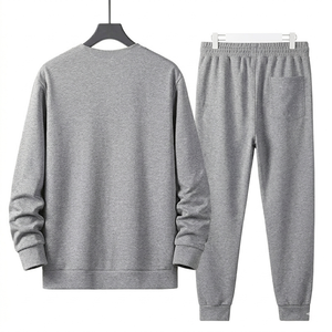 Conjunto de chaleco deportivo casual de otoño para hombre, sudadera sin mangas con capucha, camiseta de color liso 100% algodón, 2 en 1 frontal - Product Image 2